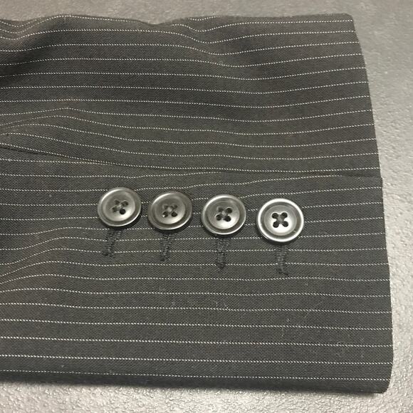 Express Design Studio Vintage Black Pinstriped Collared Jacket 6 - Picture 5 of 9